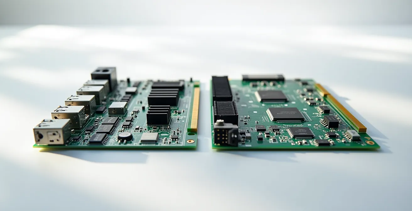 Comparación lado a lado de dos placas BMS mostrando diferencias en calidad de componentes y soldaduras