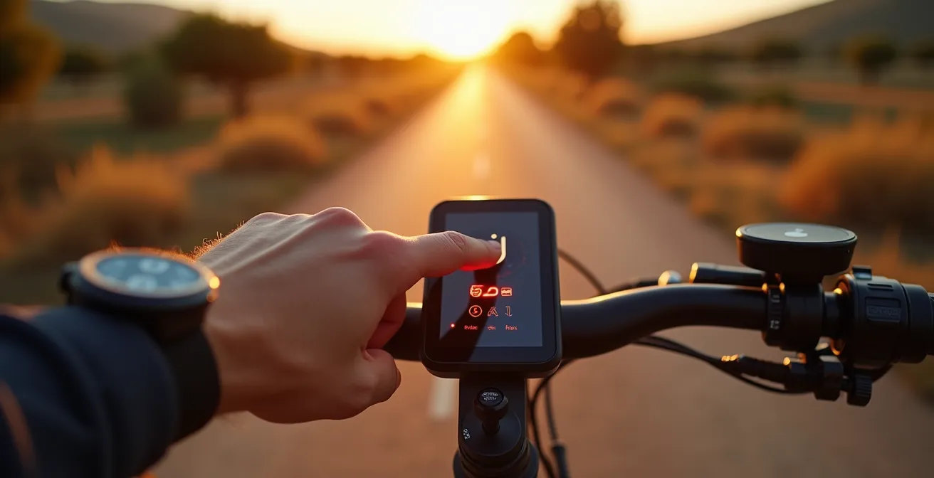Panel de control de ebike mostrando códigos de error y luces LED de advertencia del sistema BMS