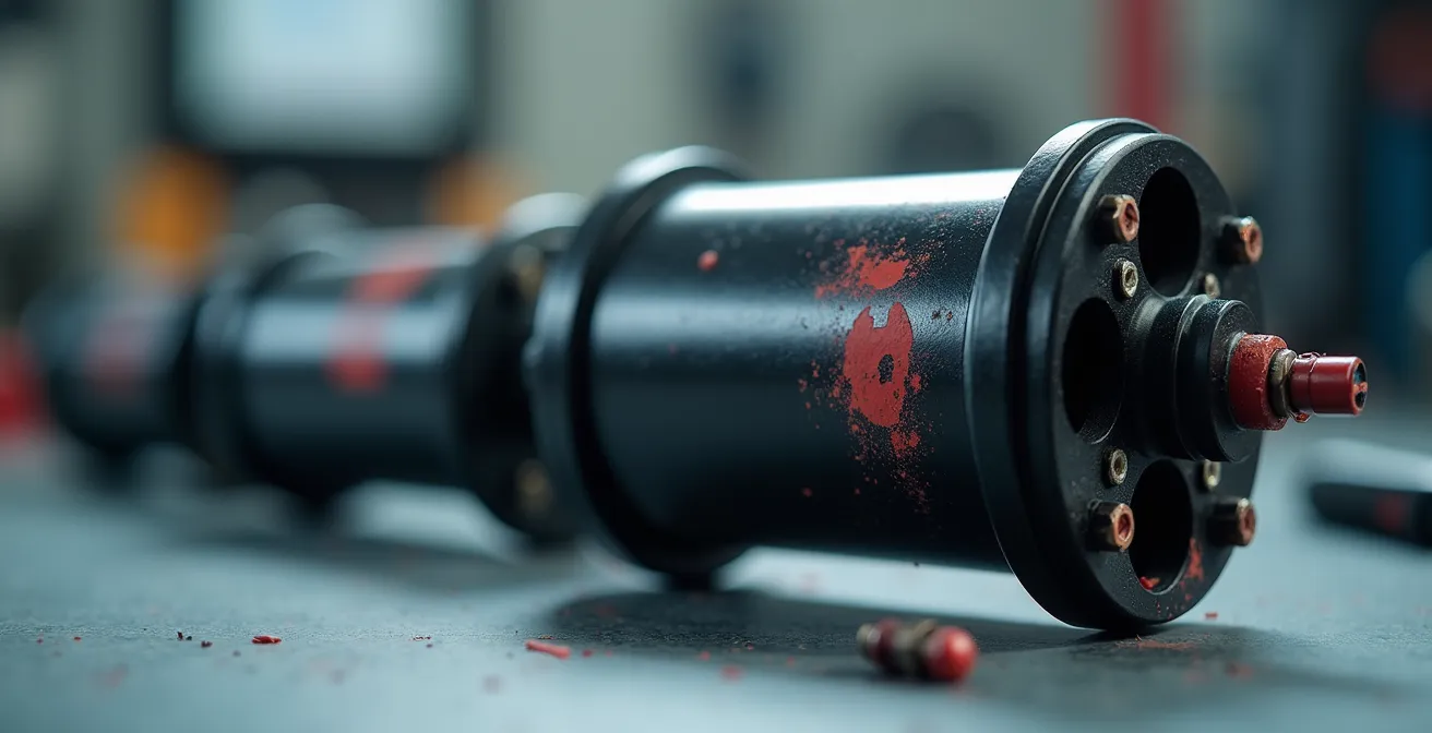 Vista detallada macro de motor de ebike mostrando tornillos sellados con laca roja