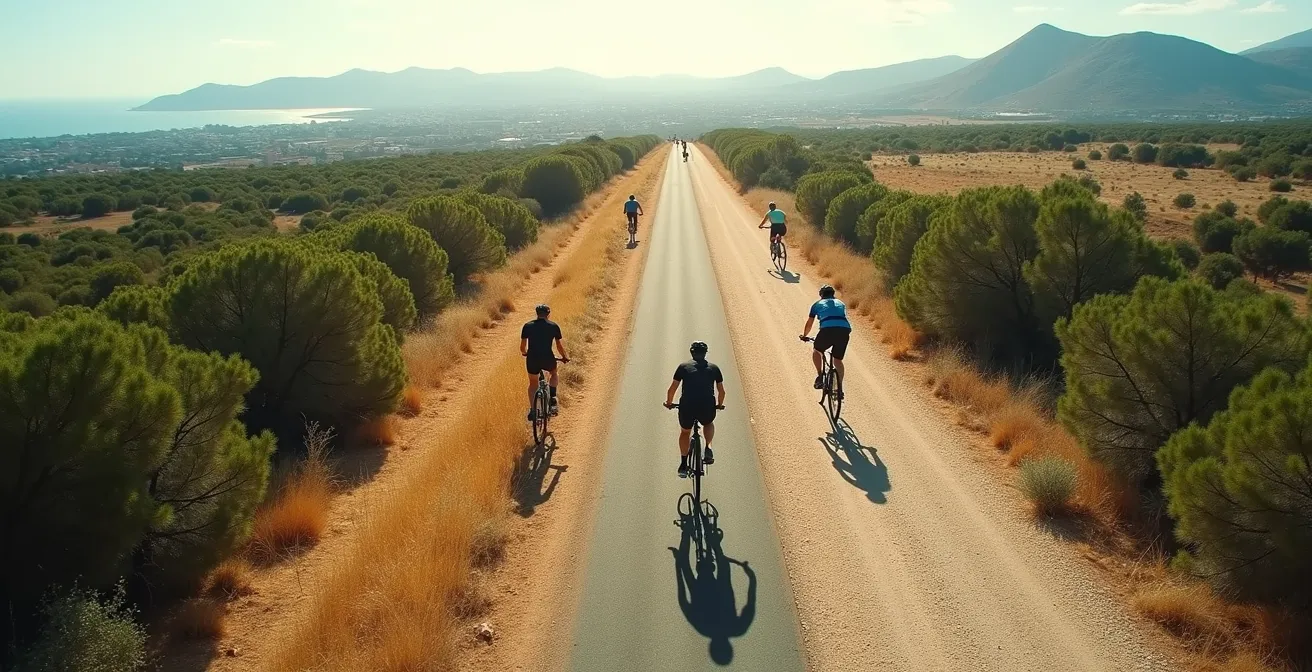 Infografía visual mostrando diferentes terrenos españoles como una ciudad, los Pirineos y la Costa Brava y su impacto en el consumo de batería