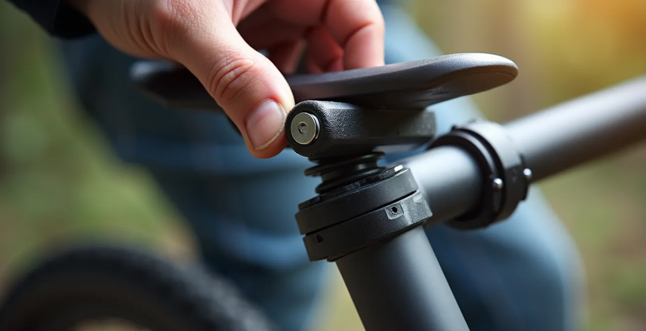 Detalle macro del sistema de anclaje MIK mostrando el mecanismo de liberación rápida