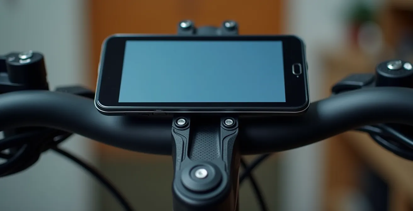 Display Bosch Kiox mostrando información técnica del sistema en una bicicleta eléctrica